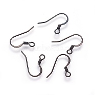 304 Stainless Steel French Earring Hooks, with Horizontal Loop, Flat Earring Hooks, Electrophoresis Black, 14.5x16x2mm, Hole: 1.5mm, 20 Gauge, Pin: 0.8mm(STAS-O119-08B)