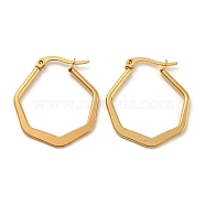 Vacuum Plating 304 Stainless Steel Hoop Earrings for Women, Hexagon, Golden, 29x25.5x2mm(EJEW-D083-14G)