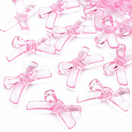 Transparent Acrylic Beads, Bowknot, Pearl Pink, 20x34x5.5mm, Hole: 1.8mm, about 435pcs/500g(TACR-S154-55B-903)