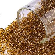 TOHO Round Seed Beads, Japanese Seed Beads, (2156) Inside Color Crystal/Golden Amber, 8/0, 3mm, Hole: 1mm, about 1111pcs/50g(SEED-XTR08-2156)