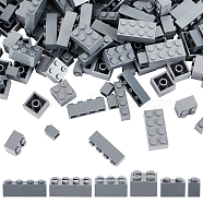 Olycraft 240Pcs 6 Style  Plastic Building Block Pieces, 1x1/1x2/1x4/2x2/2x3/2x4 Toy Bricks, for Children Toys, Square & Rectangle, Gray, 7.8~32x7.8~15.8x11.3mm, 40pcs/style(AJEW-OC0003-04)