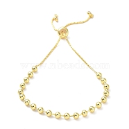 Long-Lasting Plated Brass Round Bead Slider Beacelets for Women Men, Cadmium Free & Lead Free, Real 18K Gold Plated, 10-5/8 inch(27cm), Bead: 3mm(BJEW-E089-01G-01)