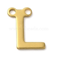 304 Stainless Steel Charms, Real 18K Gold Plated, Letter Charm, Letter L, 10x8.5x1mm, Hole: 1mm(STAS-Z074-04G-L)