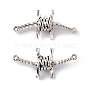 Tibetan Style Alloy Connector Charms, Knot Links, Antique Silver, 18x40x8mm, Hole: 1.6mm(PALLOY-E011-02AS)