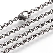 Iron Rolo Chains Necklace Making, with Lobster Clasps, Soldered, Gunmetal, 29.5 inch(75cm)(MAK-R015-75cm-B)