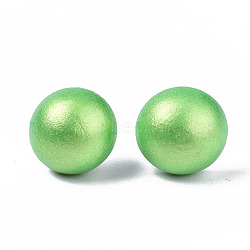 Pearlized Half Round Schima Wood Earrings for Girl Women, Stud Earrings with 316 Surgical Stainless Steel Pins, Lime, 11x4.5mm, Pin: 0.7mm(EJEW-N048-001-07)