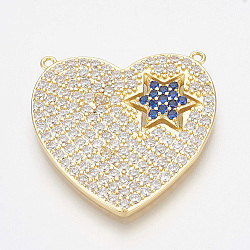 Brass Micro Pave Cubic Zirconia Pendants, Heart, Colorful, Golden, 23.5x24x2mm, Hole: 0.5mm(ZIRC-S058-77G)