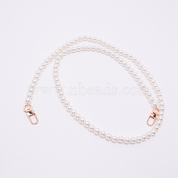 White Acrylic Round Beads Bag Handles, with Zinc Alloy Swivel Clasps and Steel Wire, for Bag Replacement Accessories, Light Gold, 100cm(FIND-TAC0006-22D-01)