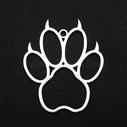 201 Stainless Steel Pendants, Laser Cut, Hollow, Bears Paw, Stainless Steel Color, 29.5x25x1mm, Hole: 1.6mm(STAS-R111-JA653)