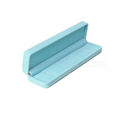 Velvet Jewelry Boxes, Necklace Gift Boxes, Rectangle, Turquoise, 22x5.2x4cm(PW-WG59858-02)