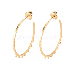 304 Stainless Steel Stud Earring Findings, Ear Wire, with Earring Backs/Ear Nut and Loop, Real 14K Gold Plated, 30.5x30x1mm, Hole: 1mm, Pin: 0.8mm(STAS-S116-264A-G)