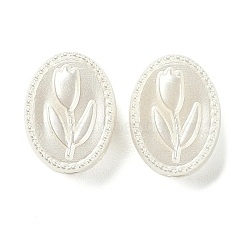 ABS Plastic Imitation Pearl Beads, Oval with Tulipa, White, 15.5x11.5x7mm, Hole: 3mm(X-FIND-B043-04)