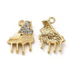 Rack Plating Alloy Rhinestone Pendants, Cadmium Free & Nickel Free & Lead Free, Piano Charms, Golden, 19x14x4.5mm, Hole: 1.6mm(ALRI-M006-11G)