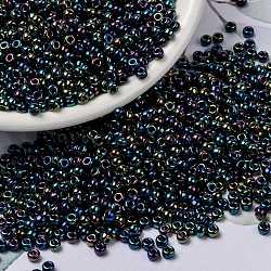 MIYUKI Round Rocailles Beads, Japanese Seed Beads, 8/0, (RR455) Metallic Variegated Blue Iris, 3mm, Hole: 1mm, about 19000~20500pcs/pound(SEED-G008-RR0455)