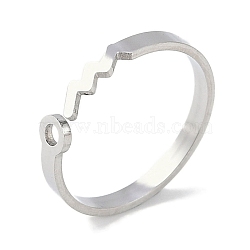 Non-Tarnish Constellations 304 Stainless Steel Open Cuff Ring for Women, Stainless Steel Color, Aquarius, Inner Diameter: 17.5~18.5mm(RJEW-L122-001P-02)