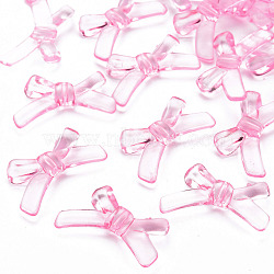 Transparent Acrylic Beads, Bowknot, Pearl Pink, 20x34x5.5mm, Hole: 1.8mm, about 435pcs/500g(TACR-S154-55B-903)