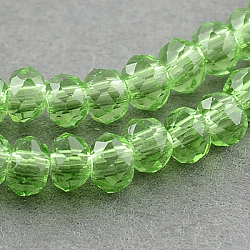 Transparent Glass Beads Strands, Faceted, Rondelle, Lawn Green, 3x2mm, Hole: 0.5mm, about 160~165pcs/strand, 15.35 inch~15.75 inch(39~40cm)(X-GLAA-R135-2mm-11)