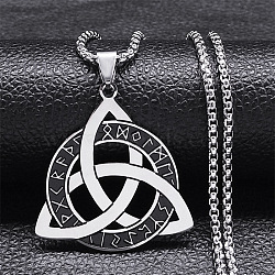 304 Stainless Steel Pendant Necklaces, Celtic Knot, Stainless Steel Color, 19.61 inch(49.8cm)(NJEW-C066-08P)