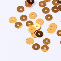 Ornament Accessories Plastic Paillette Beads, Sequins Beads, Disc, Goldenrod, 5x0.2mm, Hole: 1mm, about 40000pcs/500g(PVC-R014-5mm-265)