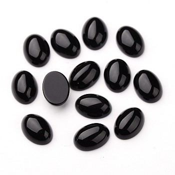 Grade A Natural Black Agate Oval Cabochons, Dyed, 18x13x7mm