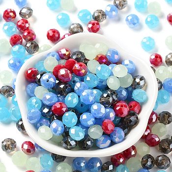 Glass Beads, Faceted, Rondelle, Light Steel Blue, 10x8mm, Hole: 1mm, about 67pcs/60g