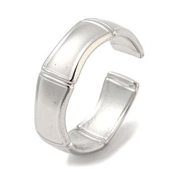 304 Stainless Steel Open Cuff Ring, Bamboo, Stainless Steel Color, US Size 7 1/4(17.5mm)