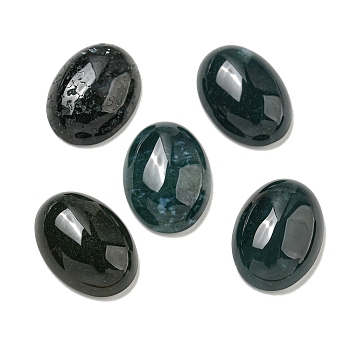 Natural Moss Agate Cabochons, Oval, 18x13x5~5.5mm