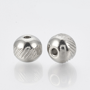 201 Stainless Steel Spacer Beads, Round, Stainless Steel Color, 6x5mm, Hole: 2.5mm
