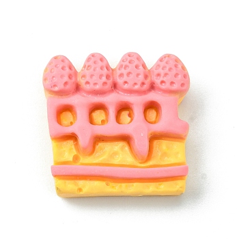 Opaque Resin Imitation Food Decoden Cabochons, Pink, Cake, Food, 19x19.5x6mm