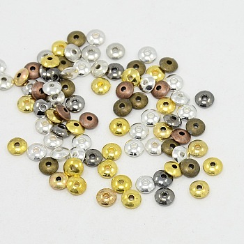 Mixed Color Tibetan Style Flat Round Spacer Beads, Cadmium Free & Lead Free, 6x2mm, Hole: 1.5mm, about 750pcs/200g