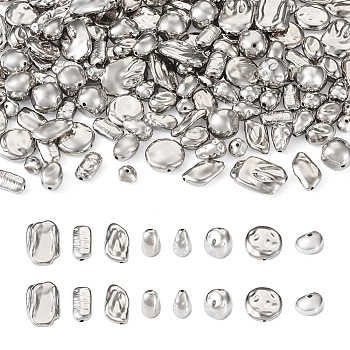 160Pcs 8 Style CCB Plastic Beads, for DIY Jewelry Making, Mixed Shape, Silver, 9.5~25x5.5~18mm, Hole: 1.2~1.8mm, 20pcs/style