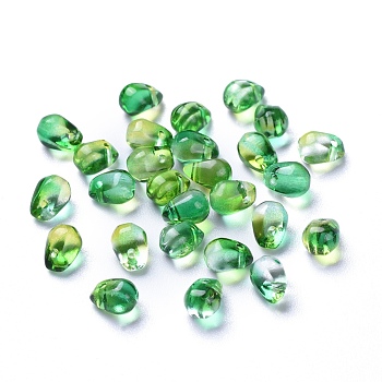 Transparent Glass Charms, Dyed & Heated, Faceted, Teardrop, Lime Green, 6x5.5x6.5mm, Hole: 0.8mm