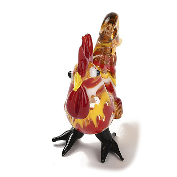 Handmade Lampwork 3D Animal Ornaments, for Home Office Desktop Decoration, Rooster, 68x30x55mm