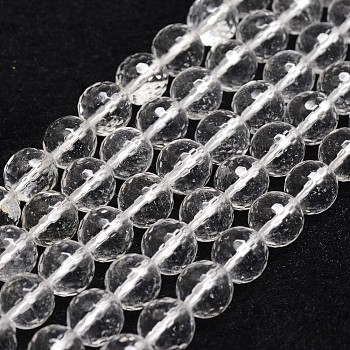 Natural Crystal Beads Strands, Faceted, Round, 8mm, Hole: 1mm, about 47pcs/strand, 14.9 inch~15.1 inch