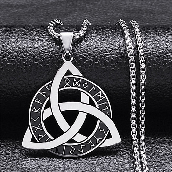 304 Stainless Steel Pendant Necklaces, Celtic Knot, Stainless Steel Color, 19.61 inch(49.8cm)