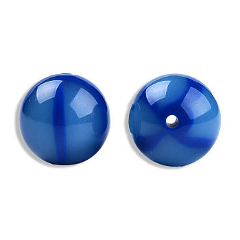 Opaque Resin Beads, Round, Medium Blue, 19mm, Hole: 2~2.4mm