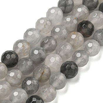 Natural Cloudy Quartz Beads Strands, (128 Facets)Faceted, Round, 6mm, Hole: 0.9mm, about 60pcs/strand, 14.76 inch(37.5cm)