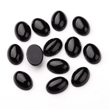 18mm Oval Black Agate Cabochons