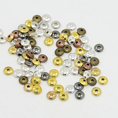 Mixed Color Flat Round Alloy Spacer Beads