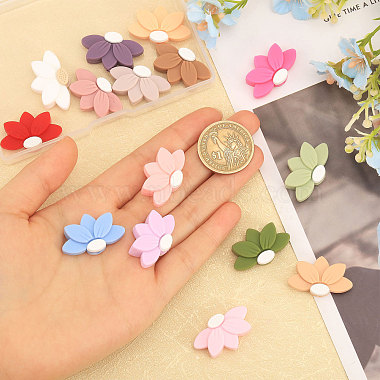 15Pcs 15 Colors Lotus Food Grade Eco-Friendly Silicone Beads(SIL-CA0003-05)-3