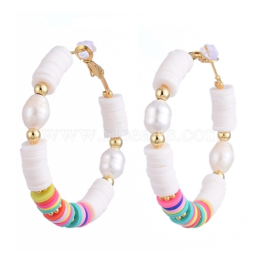 Boucles d'oreilles créoles heishi en laiton de style femmes de basket-ball(EJEW-JE04086)-3