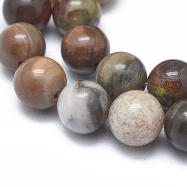 Chapelets de perles en bois pétrifié naturel(G-I254-07B)-3