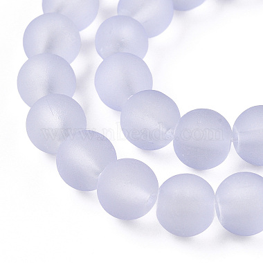 Lilac Frosted Round Transparent Glass Bead Strands(X-GLAA-S031-8mm-25)-3