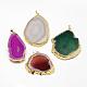 Electroplated Natural & Dyed Agate Big Pendants(G-N0167-030)-1