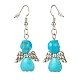 Synthetic Turquoise Skull with Wings Dangle Earrings(EJEW-JE04944-04)-2