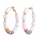 Boucles d'oreilles créoles heishi en laiton de style femmes de basket-ball(EJEW-JE04086)-3