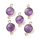 Natural Amethyst Connector Charms(G-C102-09F-G)-1