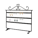 Triple Levels Rectangle Iron Earring Display Stand, Jewelry Display Rack, Black, 8x32x28.5cm(CON-PW0001-153B)