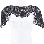 Polyester Computerized Embroidery Collar, Detachable Lace Neckline Trim, Garment Accessories, Black, 300x770x2mm(AJEW-WH0314-95B)