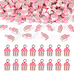 100Pcs Handmade Polymer Clay Charms, with Iron Findings, Pink, 12.5x7x4.5mm, Hole: 1.8mm(CLAY-TA0001-96B)